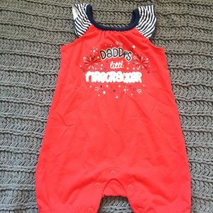 Daddy’s little firecracker jumpsuit. 3-6 months